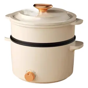 Wholesale Cheap 6L Stainless Steel Electric Cooking Pot Multi-function Electric Skillet Double Handle Steamer Pot Non