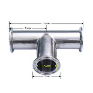 <span class=keywords><strong>Phil</strong></span> 76 Mandrin 92 Té en acier inoxydable KF16 KF25 KF40 KF50 Raccord sous vide KF Té à 3 voies - Product Image 2