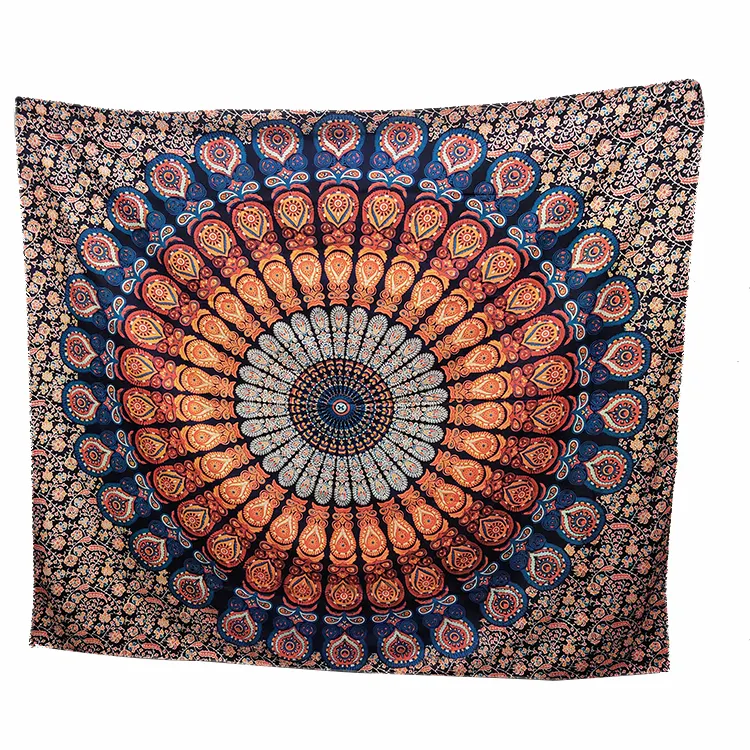 Wholesale Custom Indian Bohemian Mandala Boho Hippie Polyester Digital Printed Wall Hanging Tapestry for Bedroom Decor