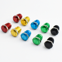12 Mm rond étanche oxyde d'aluminium rouge jaune bleu vert noir coque métal bouton poussoir momentané