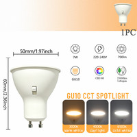 Nouveau produit : Spot encastré GU10 7W 3 CCT sélectionnables avec interrupteur DIP sur le boîtier, 220-240V, IP20, ampoule LED pour éclairage intérieur