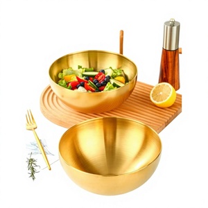 Récipient métallique profond et durable d'acier inoxydable de cuisine et de table de restaurant de saladier d'or - Product Image 1