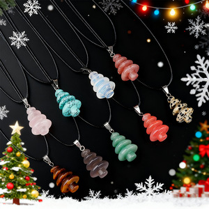 Collier pendentif sapin de Noël en cristal et pierre naturelle de <span class=keywords><strong>Madagascar</strong></span>, personnalisable, cadeau de Noël et du Nouvel An, vente en gros - Product Image 2