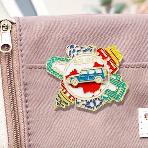 Broche conmemorativo de la atracción turística de Beijing, medalla, nido de pájaro de Tiananmen, cubo de agua, emblema del templo, accesorios - Product Image 3