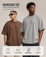 T-shirts décontractés pour hommes à manches courtes, coupe ample et carrée, 100 % coton 275 GSM, imprimés DTG personnalisés, style urbain, vente en gros