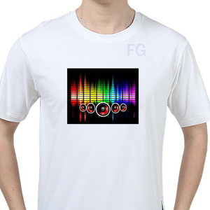 T-shirt en coton noir avec lumières LED clignotantes programmables pour vêtements de danse - Product Image 5