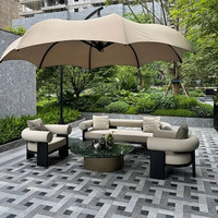 Ensemble de canapés d'extérieur en aluminium pour villa, patio, jardin, mobilier de loisirs, table basse imperméable et résistante au soleil pour hôtel et complexe hôtelier