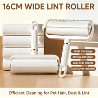 Rouleau anti-poils pour animaux de compagnie en plastique de grande taille avec manche télescopique écologique, base autonettoyante, pour enlever les poils de chien, de chat et autres poils d'animaux sur les vêtements