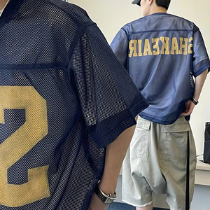 Maillots de football et t-shirts de sport en maille, col roulé, coupe carrée, 100 % coton, formels, unis, avec motifs personnalisés, du fabricant - Product Image 1