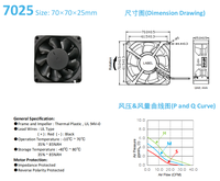 Ventilateur axial DC 70x70x25mm, ventilateur sans balais 70mm, faible bruit, haute vitesse, pour alimentation de serveur