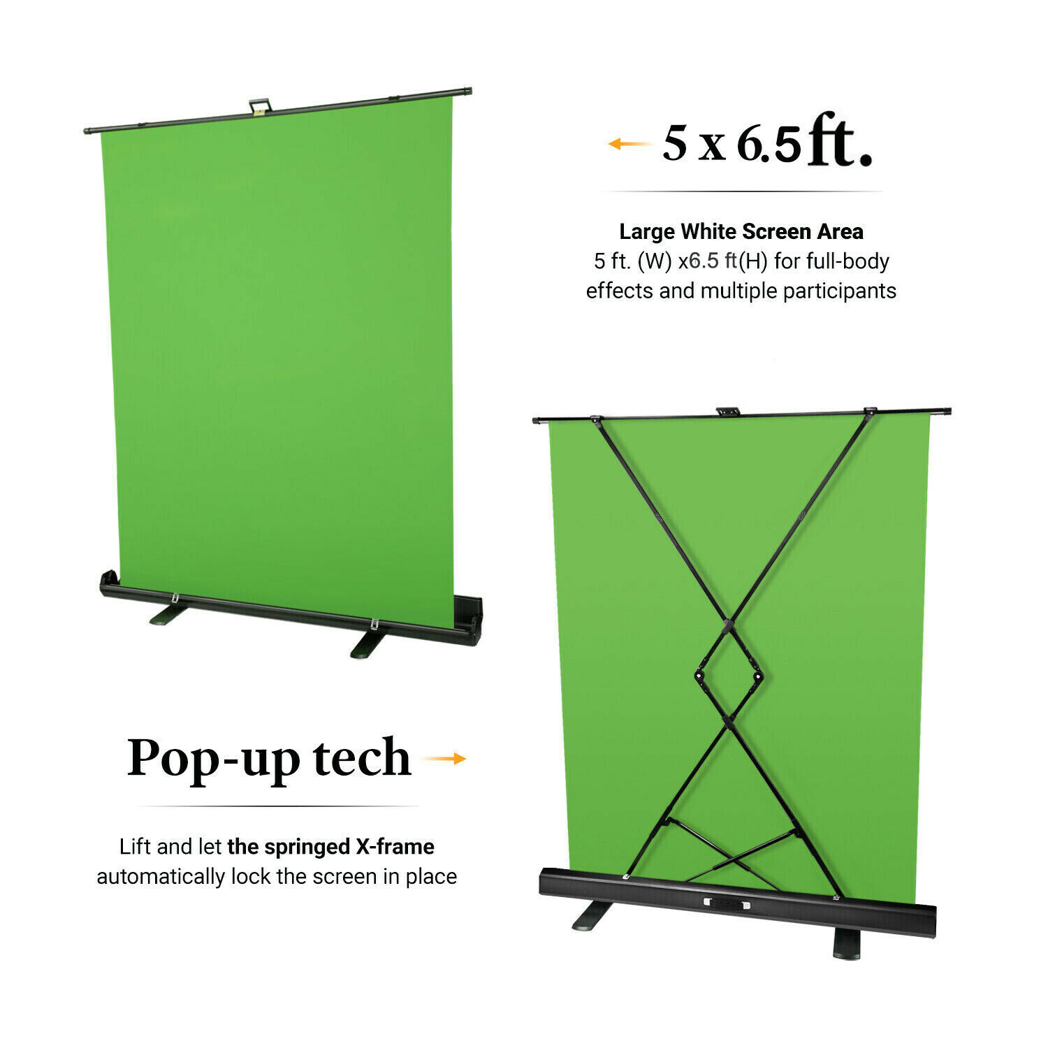 2x1.5m/ 6.5x4.9ft Green Screen Backdrop Photography Background With Adjustable Tripod Cross-Shaped Stand For Streaming Gaming Studio Photography - View #4