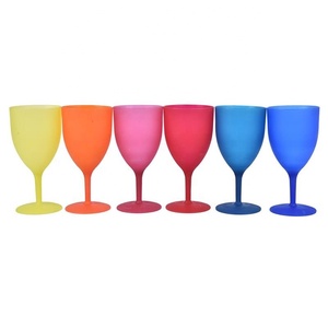 6Pcs Plastic Wine Glass Goblet Cocktail Champagne Cups Colorful Frosted Glass For Party Picnic Bar