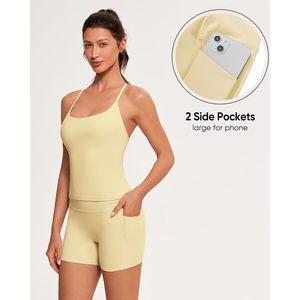 Conjunto Deportivo de 2 Piezas para Mujer, Top Deportivo con Espalda Descubierta y Pantalones Cortos con Bolsillos, Ropa de Yoga de Secado Rápido, Spandex y Poliéster - Product Image 3