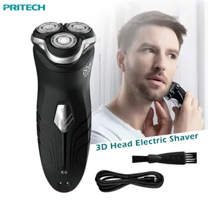 PRITECH su geçirmez üçlü kafaları ayrı şarj edilebilir elektrikli tıraş makinesi erkekler için