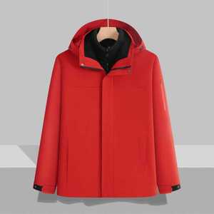 Men's Hooded Parka Solid Color Fleece Lined Windproof Breathable Outdoor Wear - Product Image 2