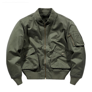 Blouson aviateur à col montant épais pour homme, 100% coton, LOGO personnalisé, veste d'coach, veste de vol, automne et hiver - Product Image 1