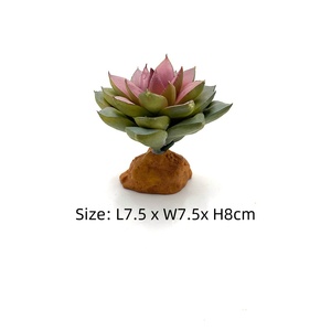 Plante artificielle de lotus en <span class=keywords><strong>pierre</strong></span> rouge <span class=keywords><strong>pour</strong></span> la décoration d'aquariums et de terrariums avec base - Product Image 2