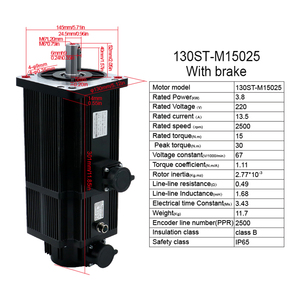 Kit de Motor AC Monofásico Brasil 130ST-M15025 3.8KW 15Nm 220V 2500RPM con Accionamiento T3DF 2500PPR y Juego de Cables para Máquina - Product Image 3