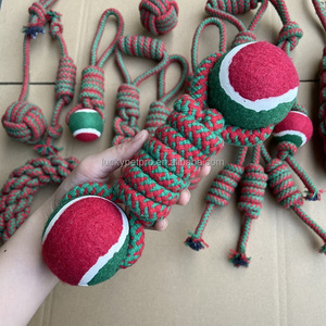 Corde à nœud de noël pour chien, jouet à mâcher vert et rouge pour animaux de compagnie, conception interactive de nœud, jouets en corde pour chien - Product Image 3