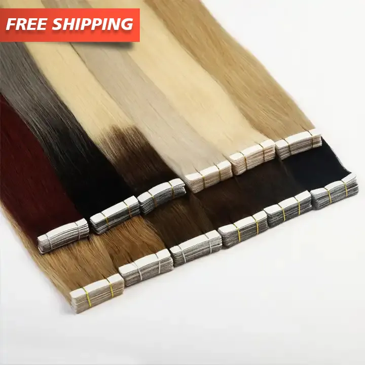 4*0.8cm Tape In Hair Extensions 100% Remy Hair Virgin Double Drawn Straight Brazilian Free Shipping Invisible Tape In Human Hair