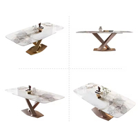 Ensemble table à manger de luxe 6 places dessus de table en pierre frittée mobilier de maison moderne et durable avec pieds en métal