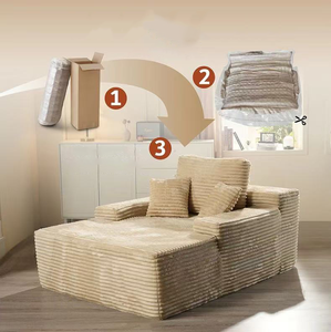 Sofá <span class=keywords><strong>Cama</strong></span> de Moda <span class=keywords><strong>con</strong></span> Asiento Profundo, Compresión al Vacío, Tela de Terciopelo Suave, Sofá sin Estructura - Product Image 1