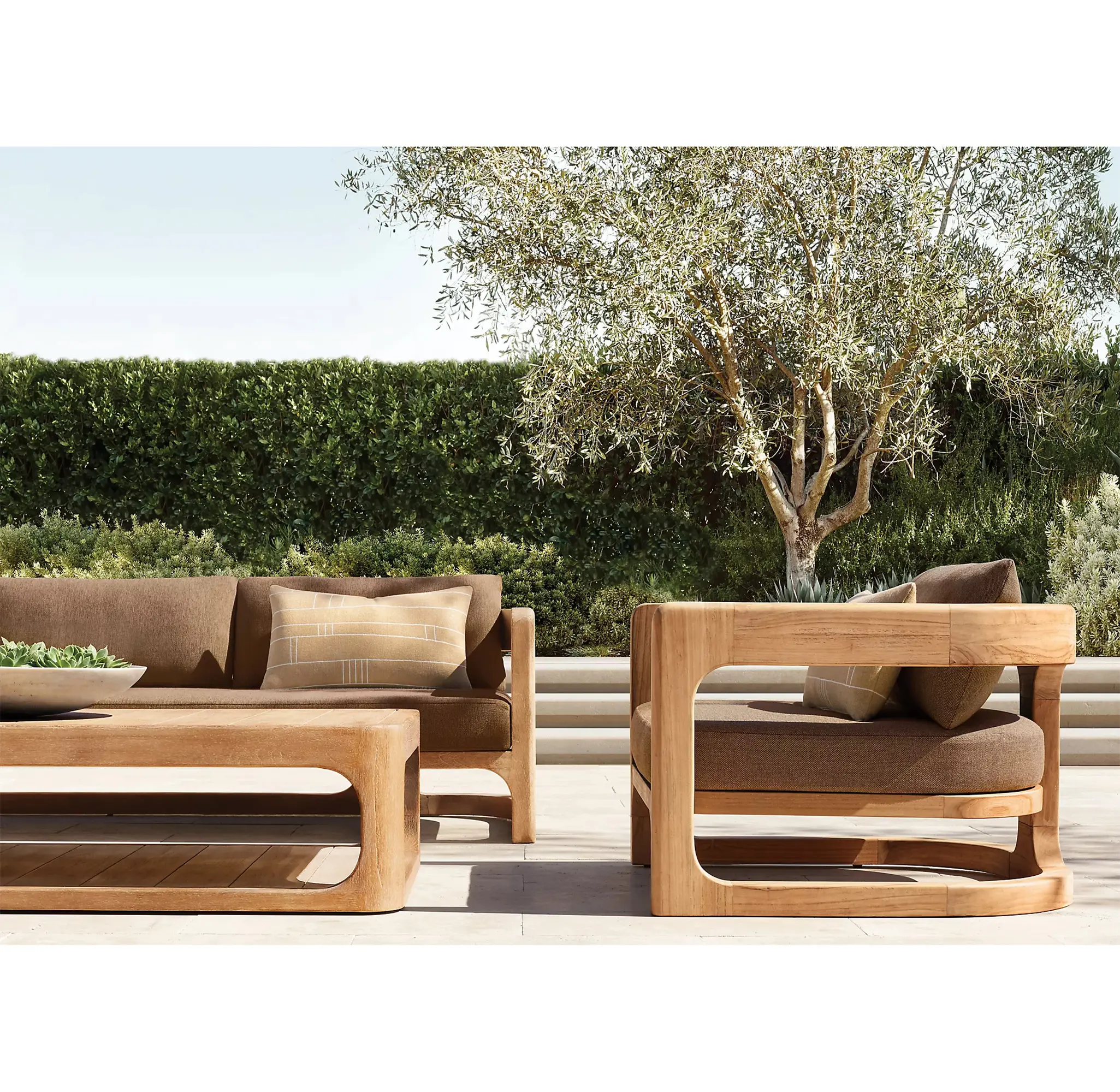 Projet d'hôtel villa resort qualité mobilier d'extérieur en bois de teck ensemble de canapés de jardin