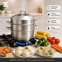 Casserole vapeur en acier inoxydable 304 Zhenneng, 3 étages, triple couche, ustensile de cuisine multifonction, cuisson à la vapeur et à la cuisson simultanées, gaz et induction