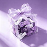 Boîte d'emballage carrée transparente en PET pour bonbons mous - Emballage extérieur pliable en PVC recyclable, personnalisable, imprimé en couleur pour petites collations