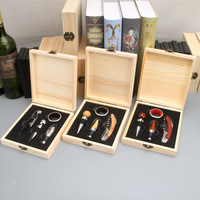 Cadeaux de promotion Ensemble d'ouvre-bouteille de vin avec boîte de rangement en bois Tire-bouchon Ouvre-bouteille de vin Ensemble d'outils