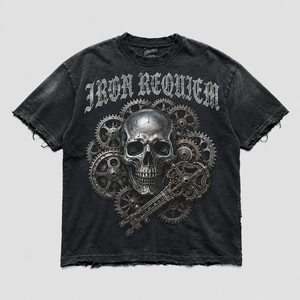 Camiseta de hombre de algodón de 300GSM de fábrica, de alto gramaje, con lavado desgastado, corte oversize tipo box, estilo cropped, con logo de pedrería, estilo streetwear - Product Image 3