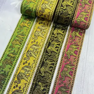 Ethnic Style Lace Jacquard Webbing Woven Tape Elephant For Garment Accessories Width 5 Cm ST-973