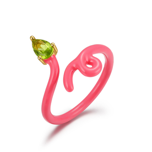 CANNER Simple S925 Bague ajustable en argent sterling avec zircon goutte d'eau et émail couleur bonbon - Product Image 1