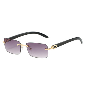 High Quality Custom Ivory Buffalo-Shape Rimless <strong>Sunglasses</strong> for Women Trendy Small Square Fashion Factory Direct <strong>Bulk</strong> Order - Product Image 4