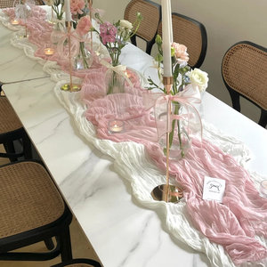 <span class=keywords><strong>Chemin</strong></span> <span class=keywords><strong>de</strong></span> <span class=keywords><strong>table</strong></span> plissé en polyester uni, thème restaurant, style bohème, pour la décoration <span class=keywords><strong>de</strong></span> <span class=keywords><strong>table</strong></span>, la pause thé et la station desserts - Product Image 5
