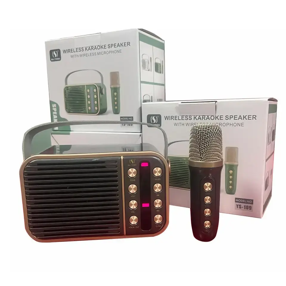 Neu angekommene YS109 tragbare Outdoor-Lautsprecher Karaoke Einzel mikrofon Retro-Radio-Lautsprecher Karaoke mit Mikrofon
