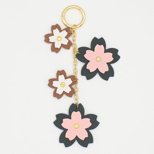 Stylish Pu Leather Flower Bag Charm <b>Custom</b> New Style Cherry Blossom <b>Keychain</b> for Gifts - Product Image 5