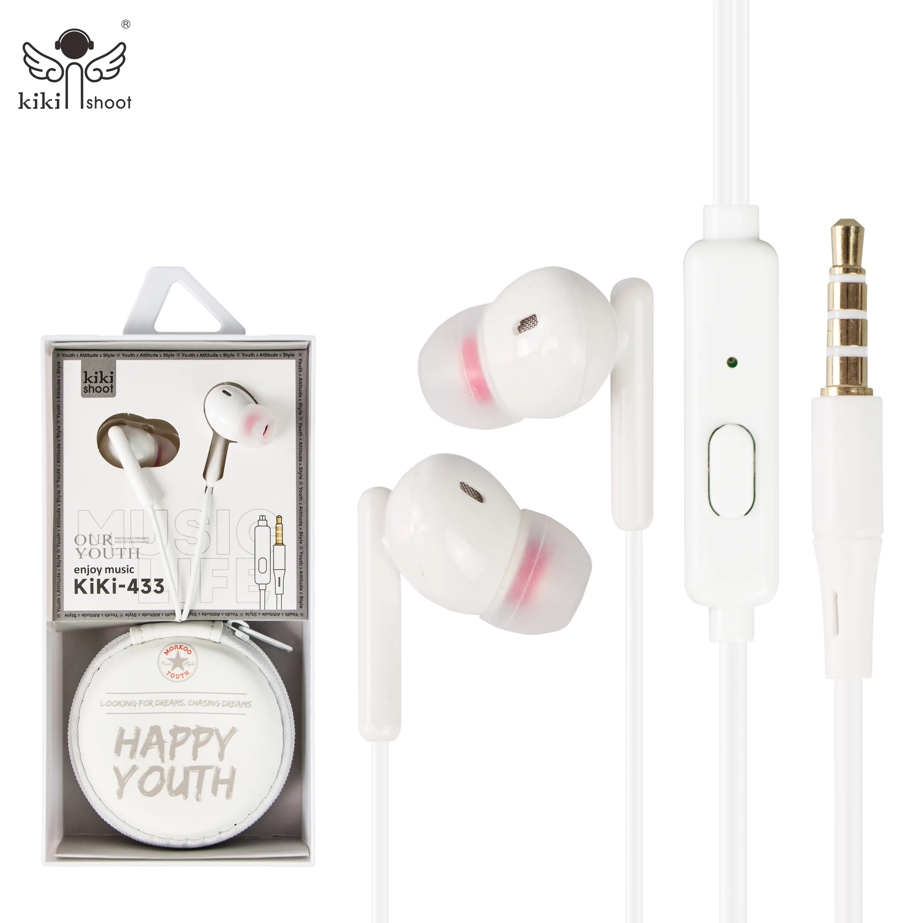 Nieuwe Kiki-433 Mooie Macaron Kleur Happy Jeugd Bedrade Oortelefoon 3.5Mm In-Ear Meisjes Koptelefoon