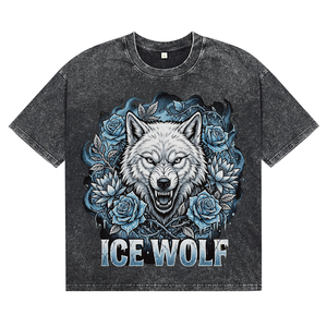 <b>Men's</b> Custom Superior Quality <b>Animal</b> Pattern Printed Breathable T-Shirts Acid Wash Garment Dyed Cotton Casual Tees for Wholesale - Product Image 1