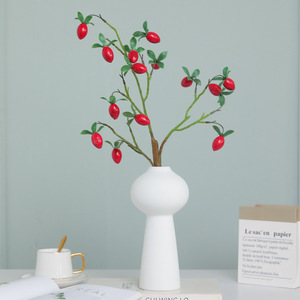 Ruilisi Artificial Persimmon Fruit Branch Red Yellow <b>Silk</b> <b>Flower</b> Home Wedding Decoration 3-Headed Model Hi-028-27-Bk - Product Image 2
