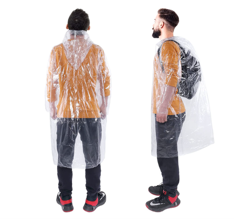 Assorted-Color Lightweight Disposable Transparent Rain for Poncho Logo Print Supported Waterproof for Travel Emergency Camping