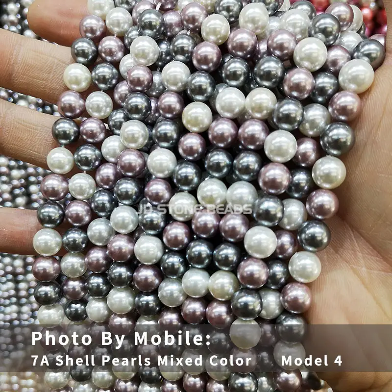 Wholesale 2-20MM Colored Dazzle 7A Natural Shell Pearl Outside Plated White Beads Round Loose Spacer Beads for Jewelry Making