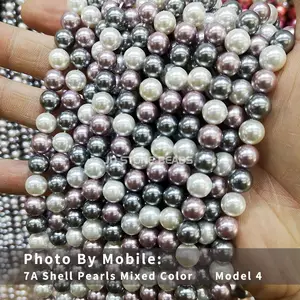 Großhandel 2-20MM Coloured Dazzle 7A Natural Shell Pearl Außen beschichtete weiße Perlen Runde lose Abstands perlen für die Schmuck herstellung