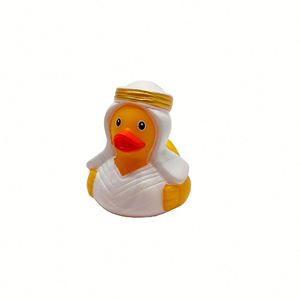Pato de juguete flotante chirriante de plástico de 6 cm, estilo exótico, amarillo, con patrón de Oriente Medio - Product Image 2