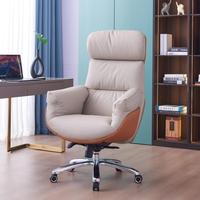 Chaise de bureau de direction moderne en cuir véritable avec dossier, confortable, ergonomique, réglable en hauteur, avec accoudoirs pivotants