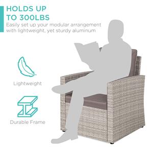 7-Seat wicker sofa và bàn ăn Patio đồ nội thất mây vườn sofa ngoài trời ăn uống đặt sân sau cuộc trò chuyện thiết lập với Ottoman - Product Image 2