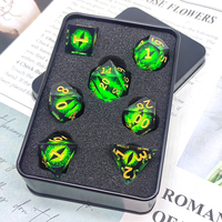 Ensemble de dés en résine écologique œil de dragon personnalisé, 7 pièces, dés polyédriques faits à la main avec un roulement fluide pour les jeux de rôle sur table DND