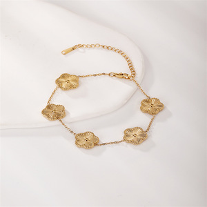 18K Vàng Mạ Thép Không Gỉ Clover Vòng Cổ Bông Tai Vòng Đeo Tay Set-Engagement Wedding Có Thể Điều Chỉnh Thiết Kế Sang Trọng Đồ Trang Sức - Product Image 2