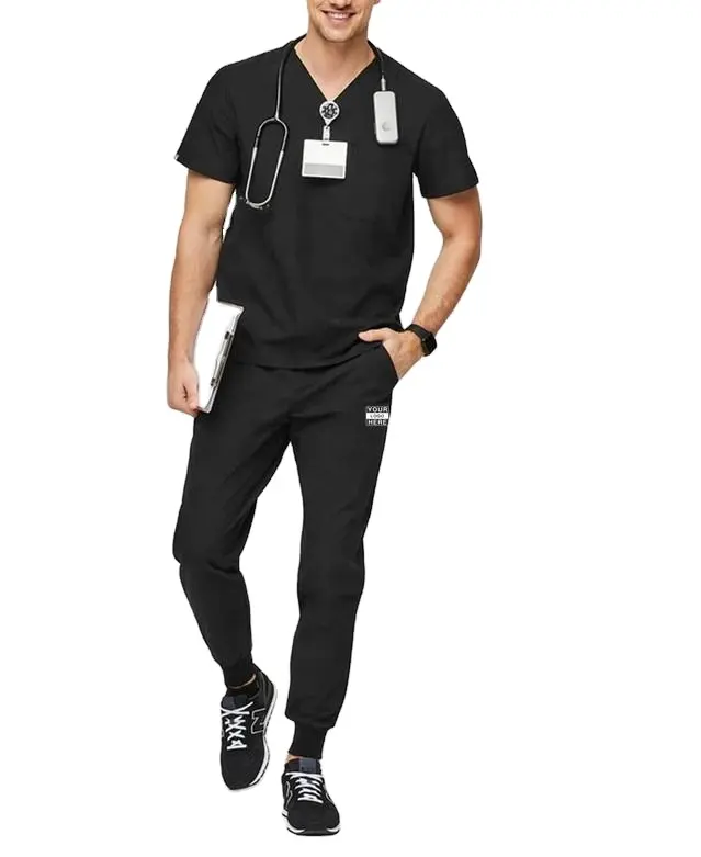 Conjunto de uniforme de enfermeira, kit de calças para homens cinza, de anatomia, uniforme para corrida