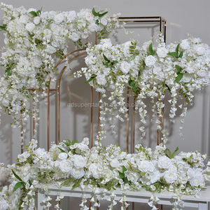 C-334 Runner da Tavolo Bianco di Alta Qualità, 2 Metri, con Fiori Artificiali a Striscia Lunga, Decorazione per Matrimoni, Giglio della Valle - Product Image 2